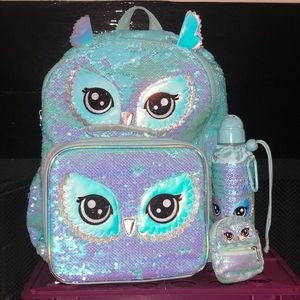Justice Owl Flip Sequin Book Bag & Lunch Box - GUC
